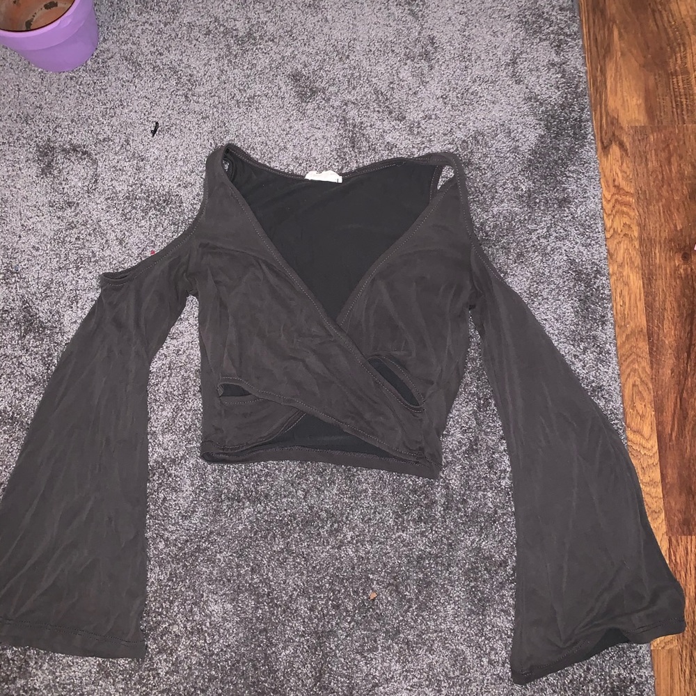 Army green wrap crop top